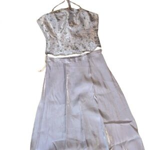 Lenovia lilac purple embroidered strapless corset top with maxi skirt size M